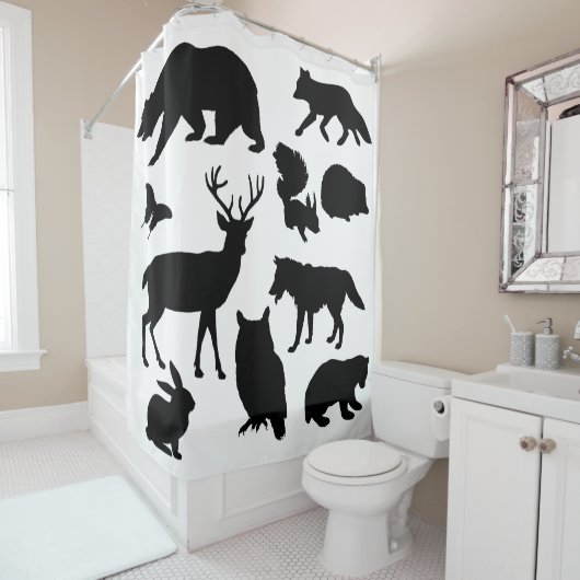 Rideaux De Douche Animaux De La Forêt, Faune (En situation)