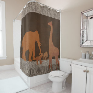 Rideaux De Douche Animaux de la jungle safari marron