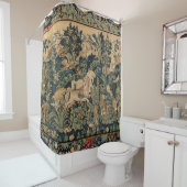 Rideaux De Douche ANIMAUX D'IMAGINAIRE, CHEVAUX, BOIS Bleu Vert Flor (En situation)