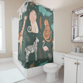 Rideaux De Douche Animaux exotiques : Motif Tropical foncé pour enfa (En situation)