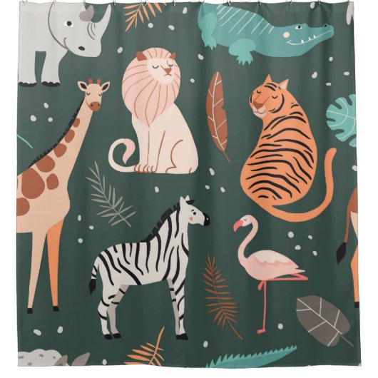 Rideaux De Douche Animaux exotiques : Motif Tropical foncé pour enfa (Devant)