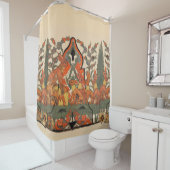 RIDEAUX DE DOUCHE ANIMAUX FORESTIERS, RABBITS ROUGES PARMI LES FLEUR (En situation)