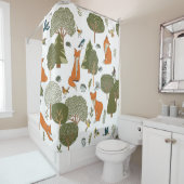Rideaux De Douche Animaux forestiers : renards, oiseaux motifs (En situation)
