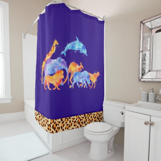 Rideaux De Douche Animaux sauvages avec une frontière Empreinte de l (En situation)