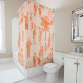 Rideaux De Douche animaux victoriens antiques orange toile (En situation)