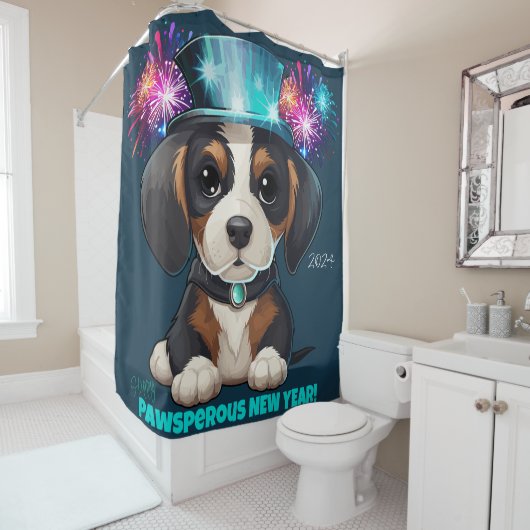 Rideaux De Douche Année de Woofs! (En situation)