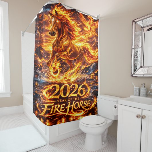 Rideaux De Douche Année du Cheval de Feu 2026 (En situation)