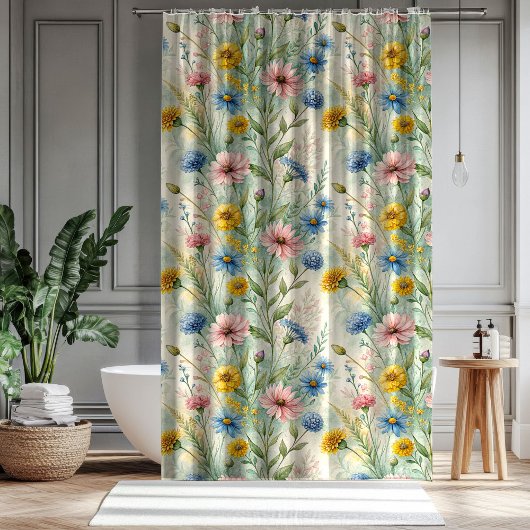 Rideaux De Douche Anniversary Home Gift Pastel Wildflower Curtain