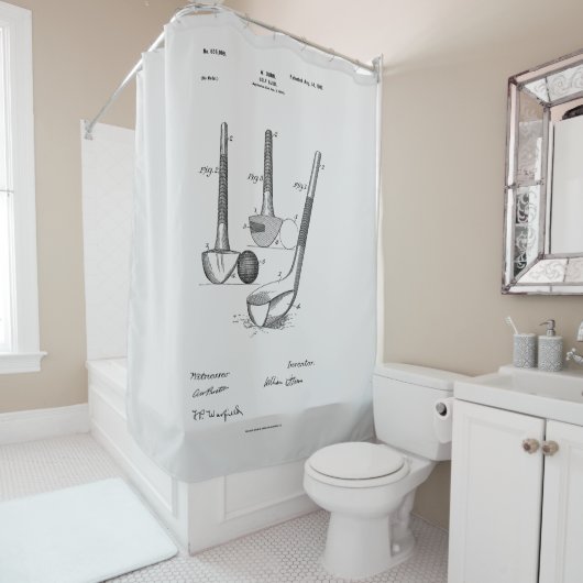 Rideaux De Douche Antique Golf Club 1900, Brevet (En situation)