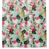 Rideaux De Douche Antique Nostalgale Redouté Rose menthe Motif (Devant)