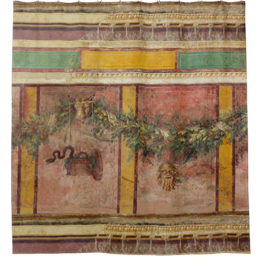 RIDEAUX DE DOUCHE ANTIQUE ROMAN FRESCO,SATYR MASK,GARLAND,FRUITS  (Devant)
