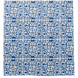 Rideaux De Douche Antique sensation belle motif bleu et blanc
