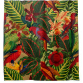 Rideaux De Douche Antique Tropical Parrots Jungle Motif (Devant)