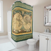 Rideaux De Douche Antique World Map - 1664 (En situation)