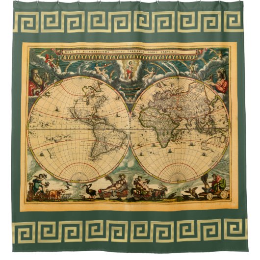 Rideaux De Douche Antique World Map - 1664 (Devant)