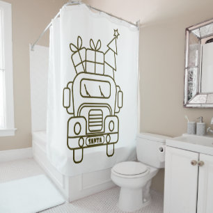 Rideaux De Douche Aperçu camion de Noël Père Noël voiture vue avant