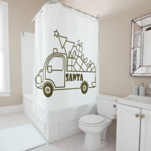 Rideaux De Douche Aperçu camion de Noël Père Noël vue côté voiture