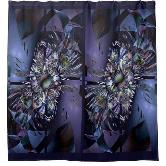 Rideaux De Douche Apophyse Fractal - déco rectangles bleus (Devant)