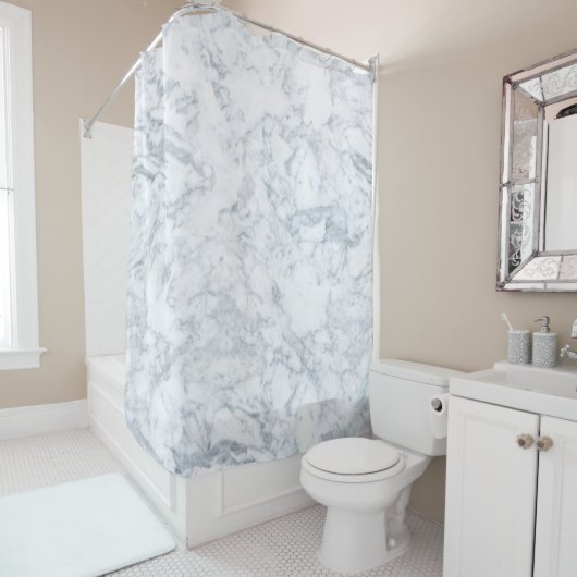 Rideaux De Douche Apparence marbre blanc (En situation)