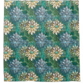 Rideaux De Douche Aqua Blanc Vert Floral (Devant)