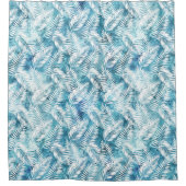 Rideaux De Douche Aqua Bleu Blanc Feuilles tropicaux (Devant)