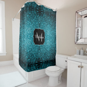 Rideaux De Douche Aqua bleu brillant faux parties scintillant scinti