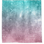 Rideaux De Douche Aqua blue Pink ombre mer galaxie abstraite (Devant)