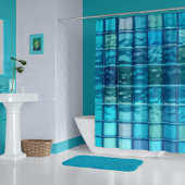 Rideaux De Douche Aqua Blues Translucide Carrelage