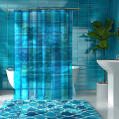 Rideaux De Douche Aqua Blues Translucide Carrelage