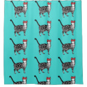 Rideaux De Douche Aqua Funny Tabby Chat Lunettes de soleil Art Douch (Devant)