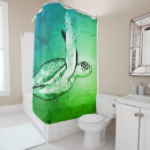 Rideaux De Douche Aqua Green Sea Turtle (En situation)