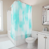 Rideaux De Douche Aqua Turquoise Blanc Abstrait (En situation)