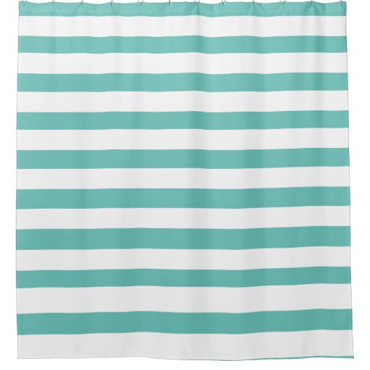 Rideaux De Douche Aqua Turquoise Bleu et Blanc rayé Côtier Nautique (Devant)