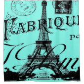 Rideaux De Douche aqua turquoise scripts turquoises Paris Tour Eiffe (Devant)