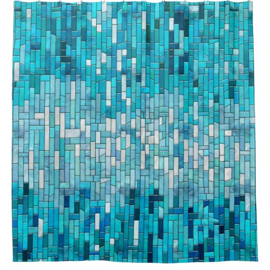 Rideaux De Douche Aquamarine mosaïque Abstraite (Devant)