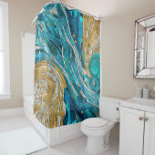 Rideaux De Douche Aquamarine River Mosaic Art Abstrait (En situation)