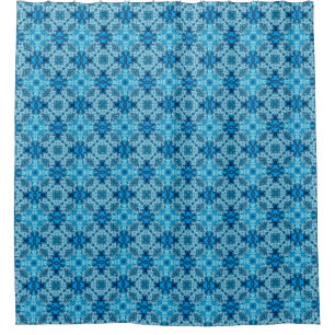 Rideaux De Douche Aquarelle Abstraite Floral Denim Blue