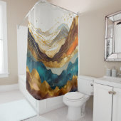 Rideaux De Douche Aquarelle Abstraite peinture de paysage or (En situation)