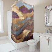 Rideaux De Douche Aquarelle Abstraite peinture de paysage or (En situation)