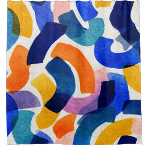 Rideaux De Douche Aquarelle Abstraite Vibrante Artistique Moderne