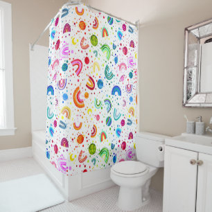 Rideaux De Douche Aquarelle arc-en-ciel Galaxy Girls coloré