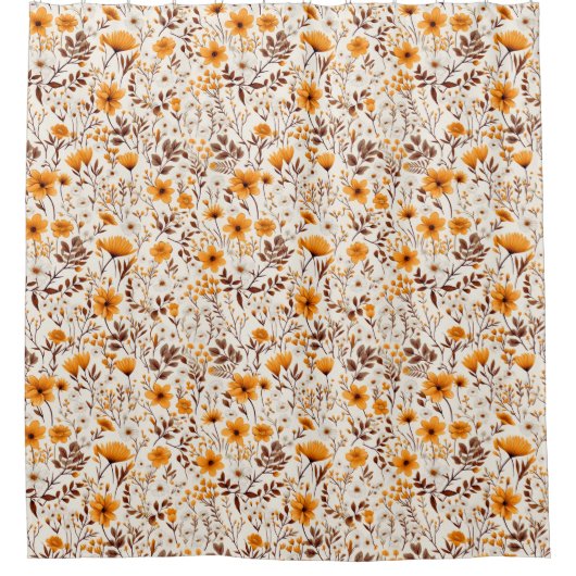 Rideaux De Douche Aquarelle Automne Fleurs D'Automne Et Feuille (Devant)