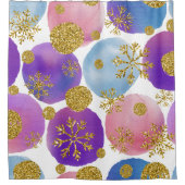 Rideaux De Douche Aquarelle avec Parties scintillant dorées et floco (Devant)