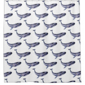 Rideaux De Douche Aquarelle Baleine bleue (Devant)