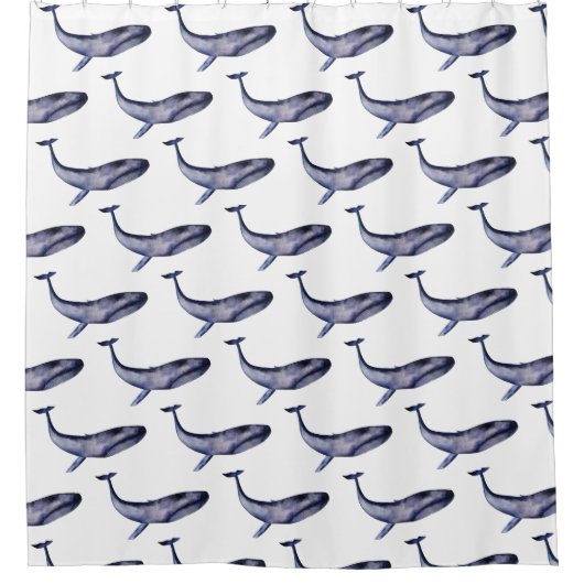 Rideaux De Douche Aquarelle Baleine bleue (Devant)