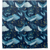 Rideaux De Douche Aquarelle Baleines bleues à thème océanique (Devant)
