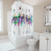 Rideaux De Douche Aquarelle Ballerinas : Bright Dance Illustration (En situation)