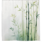 Rideaux De Douche Aquarelle Bamboo Retraite Forêt Style Japonais (Devant)