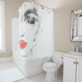 Rideaux De Douche Aquarelle belle femme visage (En situation)