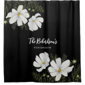 Rideaux De Douche Aquarelle Blanc Cosmos Fleurs Peinture Botanique (Devant)